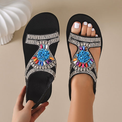 Summer new women's fairy style elastic band flat sandals