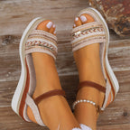 Women's Summer Minimalist & Comfortable Straw-Woven Platform Wedge Sandals