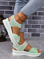 Women's Summer Platform Color-Block Velcro Beach Sandals