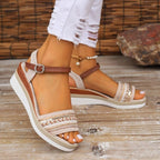 Women's Summer Minimalist & Comfortable Straw-Woven Platform Wedge Sandals