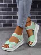 Women's Summer Platform Color-Block Velcro Beach Sandals