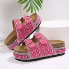 New summer double-button cork thick-soled beach sandals