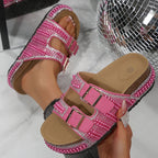 New summer double-button cork thick-soled beach sandals