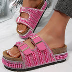 New summer double-button cork thick-soled beach sandals